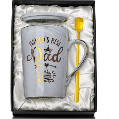 World's Best Dad Kaffeetasse, 400 ml, grau - Geschenk für Papa von Tochter/Sohn