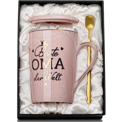 ALBISS Oma Geschenk für Geburtstag Muttertag, Beste Oma der Welt Tasse, Rosa