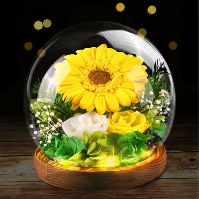 Touloube Ewige Infinity Sonnenblume im Glas, Geschenk für Frauen, Muttertag