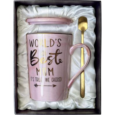ALBISS Mama Tasse Beste Mama der Welt Rosa Keramik-Kaffeetasse 400 ml mit