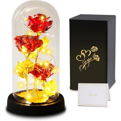 Touloube Galaxy Rose im Glas mit Licht, Ewige Rose Geschenk für Frauen