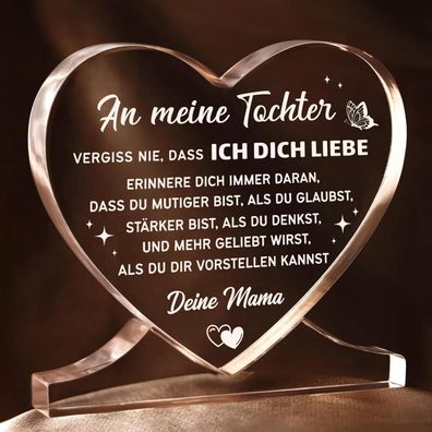 Juratar Mutter Tochter Geschenk, Herzförmiges Acryl Deko-Objekt für Tochter von