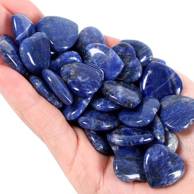 Qinjiejie 20 Stück Herzsteine Heilkristalle Blauer Sodalith Natürliche