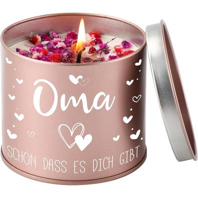 Prstenly Oma Geschenk Stumpenkerze mit Spruch "Oma, schön dass es dich gibt"