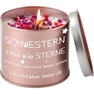 Prstenly Schwester Geschenk Stumpenkerze mit Spruch, 9OZ SISTER, Duft Lavendel