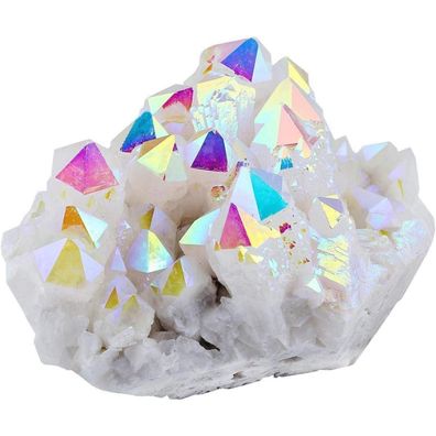 Kyeygwo Titan Beschichteter Bergkristall Quarz Cluster Edelstein Figur Deko