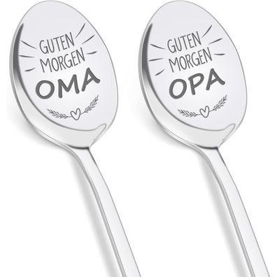 Tulolvae Oma und Opa Geschenk Set, 2 Kaffeelöffel für Großeltern, Geburtstag