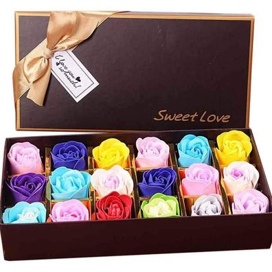 18 Stück Rose Seifenblumen in Geschenkbox - Faszinierender Rosenduft