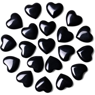 Qinjiejie 20 Stück Herz Edelsteine Obsidian Heilkristall Set für Meditation