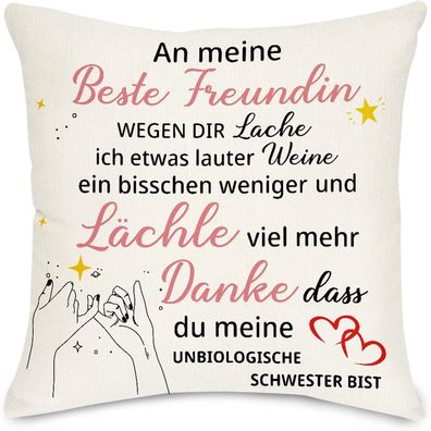 Lightzz Kissenbezug 45x45cm für beste Freundin, "Unbiologische Schwester"