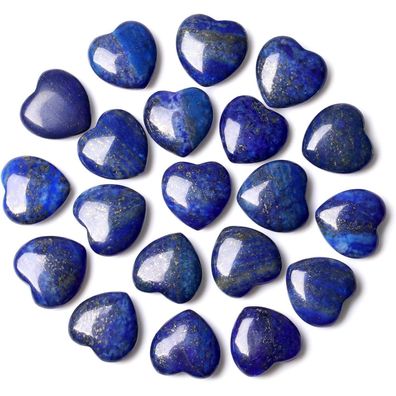 Qinjiejie 20 Stück Lapislazuli Herz Edelsteine Heilkristall Set für Meditation