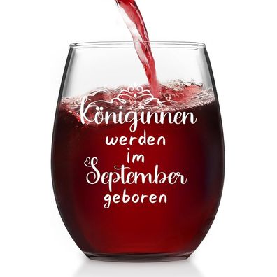 Joymaking Weinglas "Königinnen Werden im September Geboren" - Lustiges