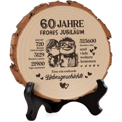 Diamantene Hochzeit Geschenk Holzplakette zum 60. Hochzeitstag für Sie & Ihn