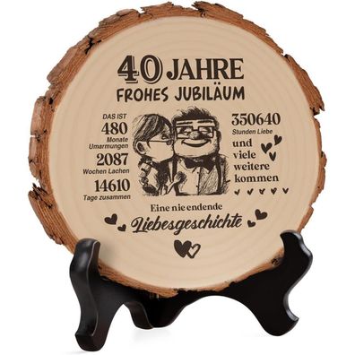 40. Jahrestag Geschenk für Ihn & Sie - Holzplakette, Rubinhochzeit Deko