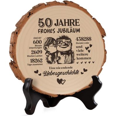 Einanmut Holzplakette zum 50. Hochzeitstag - Einzigartiges Geschenk für Ihn und