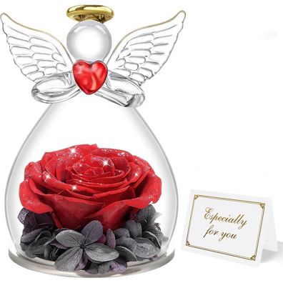 Miofula Ewige Rose Engel Figur Geschenk für Mama, Frauen, Oma, Freundin - Rot