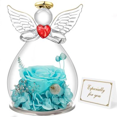 Miofula Ewige Rose Engel Figur Geschenk für Frauen, Mama, Freundin - Hellblau