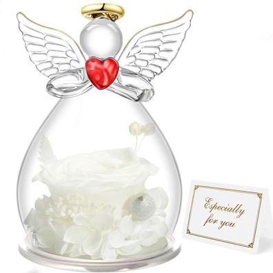 Miofula Ewige Rose Engel Figur Geschenk für Mama, Frauen, Oma, Freundin - Weiß
