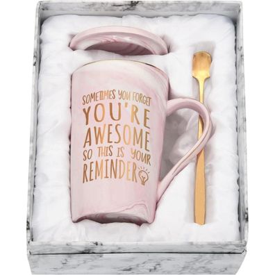 Joymaking Kaffeetasse "You Are Awesome" für Frauen, Geschenkbox, 400ml, Rosa