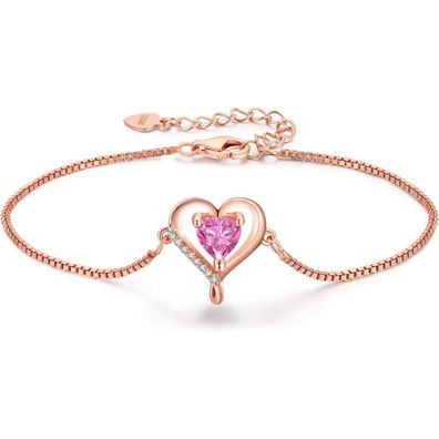 LAVUMO Damen Armband aus 925 Sterling Silber, Rosegold, Herz Design