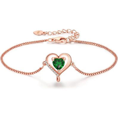 LAVUMO Damen Herz Armband Rosegold Sterling Silber 925, Geschenk für Sie