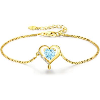 LAVUMO Damen Herz Armband Rosegold Sterling Silber 925, Verstellbar, Geschenk