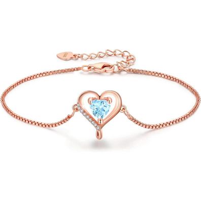 LAVUMO Damen Armband Rosegold Sterling Silber 925 Herz-Design, Geschenk für Sie