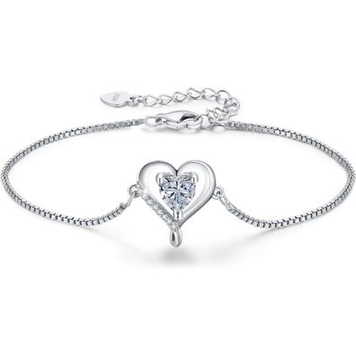 LAVUMO Damen Armband aus 925 Sterling Silber in Rosegold mit Herz-Anhänger