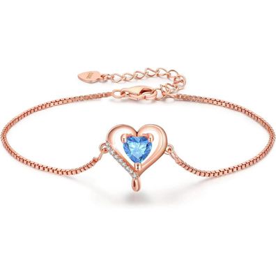 LAVUMO Damen Armband Sterling Silber 925 Rosegold Herz Design mit Zirkonia