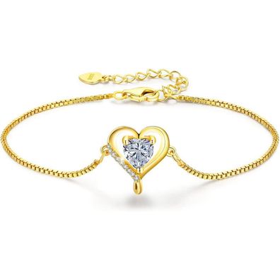 LAVUMO Damen Herz Armband Rosegold Sterling Silber 925 - Verstellbares Geschenk