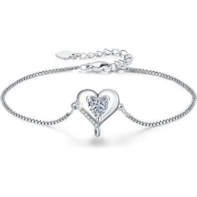 LAVUMO Herz Armband Damen Rosegold Sterling Silber 925, Verstellbar, Geschenk
