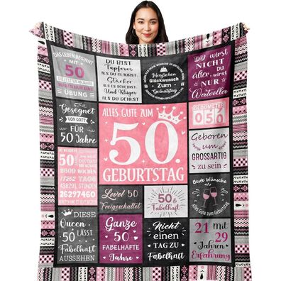 Yesbird 50. Geburtstag Decke 200x150CM - Perfektes Geschenk für Frauen