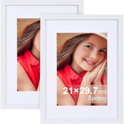 Spotjoy Bilderrahmen A4 21x29.7cm Fotorahmen Holzrahmen mit Passepartouts