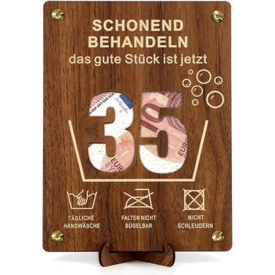 Giftota Witzige 35. Geburtstag Geldgeschenke aus Holz mit Karte - Geschenk für