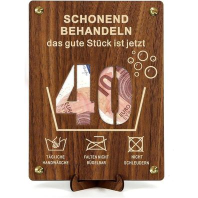 Giftota Witzige Geldgeschenke aus Holz zum 40. Geburtstag mit Karte - Geschenk
