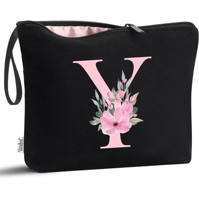 Vavabox Personalisierte Kosmetiktasche mit Initialen (Y, Schwarz) - Perfektes