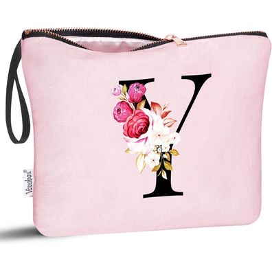 Vavabox Personalisierte Kosmetiktasche A-Z Buchstabe Y, Pink - Ideales Geschenk