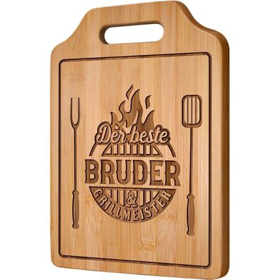 Giftasy Personalisiertes Bambus Schneidebrett mit Spruch für Bruder - Geschenk