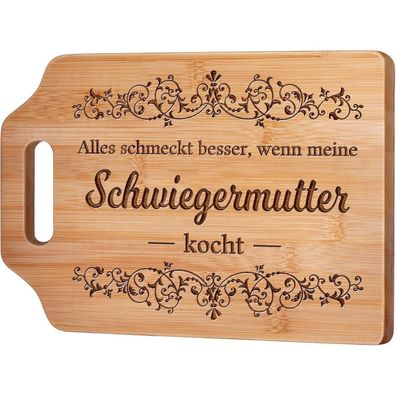 Giftasy Bambus Schneidebrett mit Spruch - Geschenk für Schwiegermutter zum