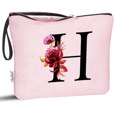 Vavabox Personalisierte Kosmetiktasche A-Z Buchstabe H - Pink, Geschenk für