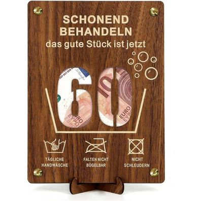 Giftota Witzige Geldgeschenke aus Holz zum 60. Geburtstag mit Karte - Geschenk