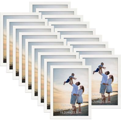 EYMPEU Bilderrahmen 15x20 CM, 18er-Set, Weiß - Perfekt für Wand und Tisch in