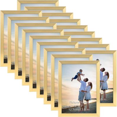 EYMPEU Bilderrahmen 13x18 cm, 18er-Set, Gold, für Wand und Tisch, Büro & Wohnen