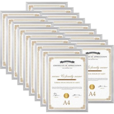 EYMPEU Bilderrahmen A4 (21 x 29,7 cm) 18er-Set, Silber - Für Wand und Tisch