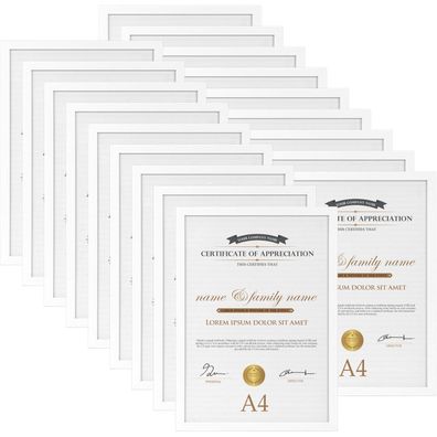 EYMPEU Bilderrahmen A4 (21 x 29,7 cm) 18er-Set, Weiß - Für Wand und Tisch, Büro