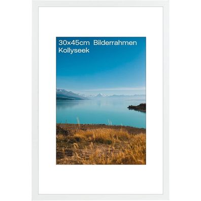 kollyseek Bilderrahmen 30x45 cm aus MDF und Acrylglas, weiß - zum Aufhängen