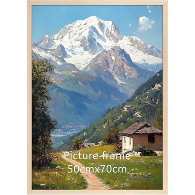 EYMPEU Bilderrahmen 50x70 cm, Holzfarbe, Wandmontage für Büro und Wohnen