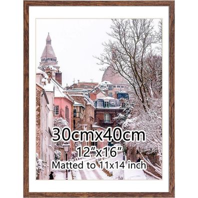 EYMPEU Bilderrahmen 30x40 cm, Kaffee, Wandmontage, mit Passepartout für 28x35 cm