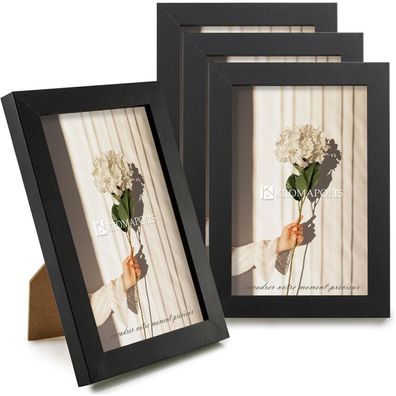 Kromapolis 4er Set Bilderrahmen 10x15 cm, MDF mit Eichenoptik und Acrylglas