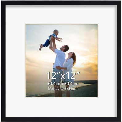 EYMPEU Bilderrahmen 30x30 CM Schwarz, für Wand und Tisch, geeignet für Büros